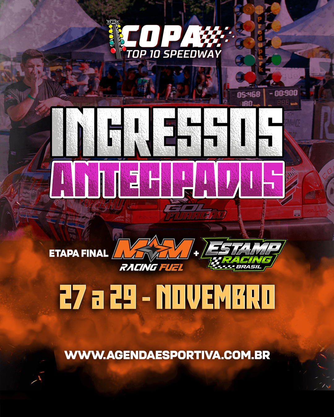 Banner INGRESSOS - Copa Top 10 Speedway - Etapa Estamp Racing + MM Racing Fuel